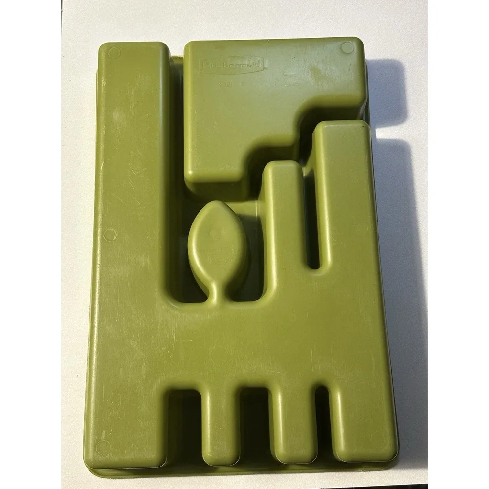 Vintage Rubbermaid Silverware Flatware Storage Tray Organizer Avocado Green 2921